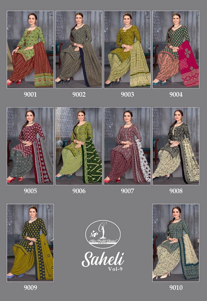 Saheli Vol 9 By Miss World Printed Pure Cotton Dress Material Suppliers In India